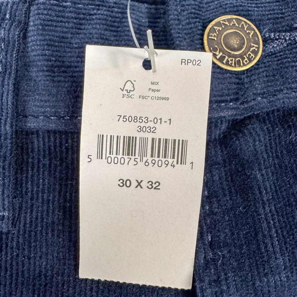 Banana Republic Corduroy Pants Mens 30x32 Blue Washwell Slim Stretch Casual NEW‎